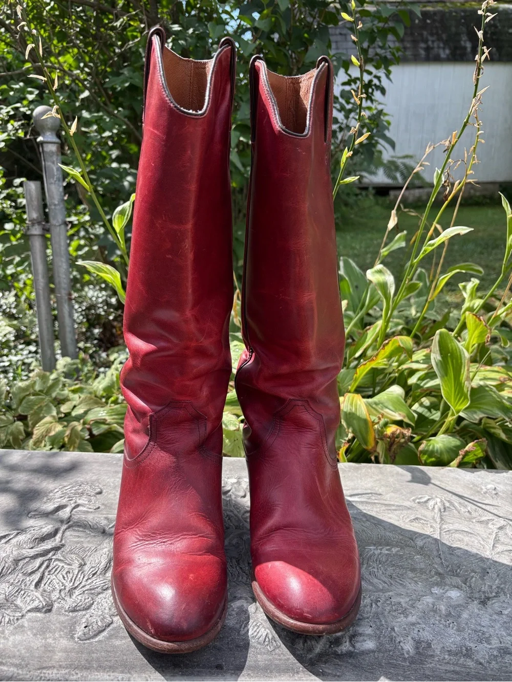 Frye Carson Pull On Red Leather Over-the-Knee Riding Boots